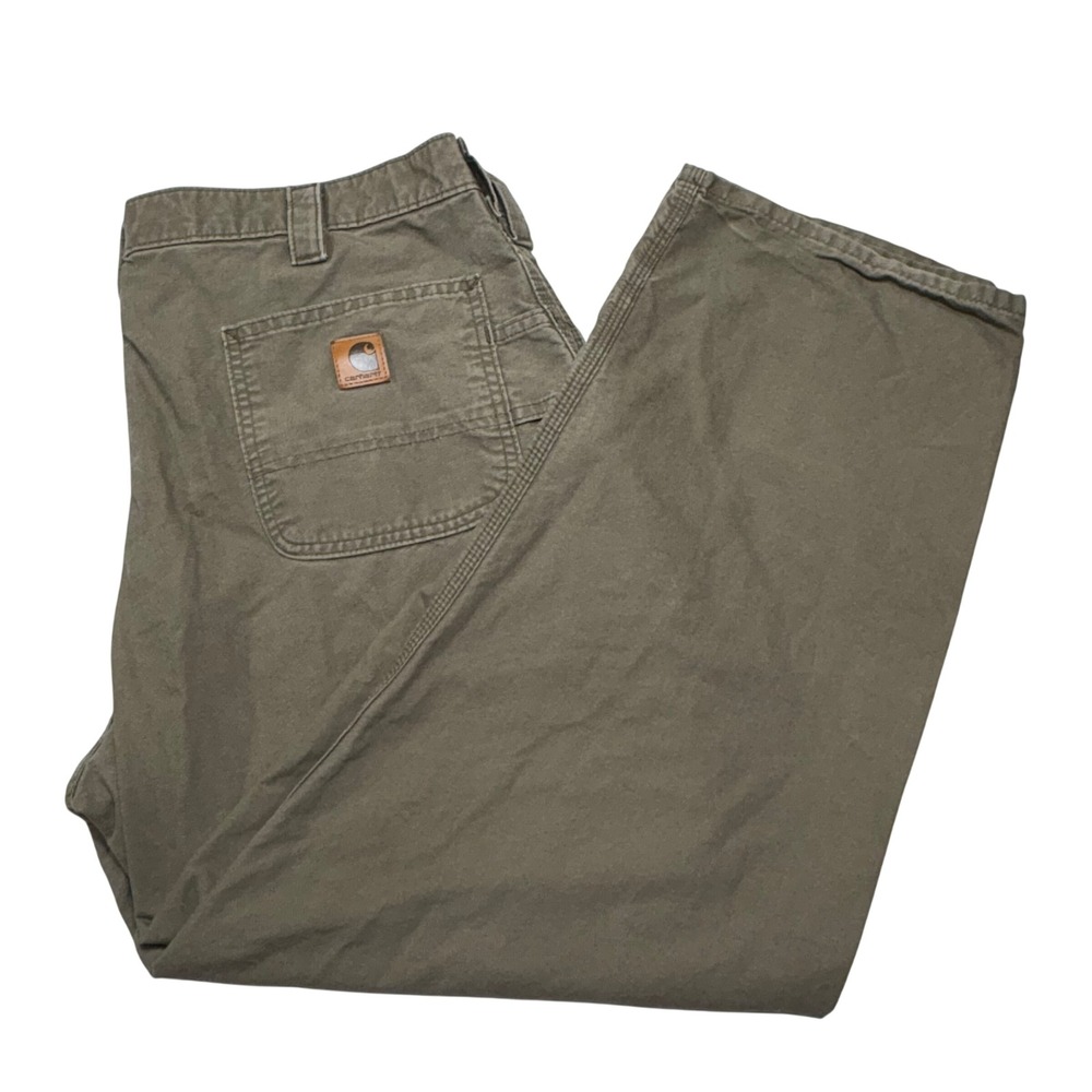 Carhartt B151 LBR Dungaree Pants Mens 42x30 Brown Canvas Workwear Carpenter LOOK